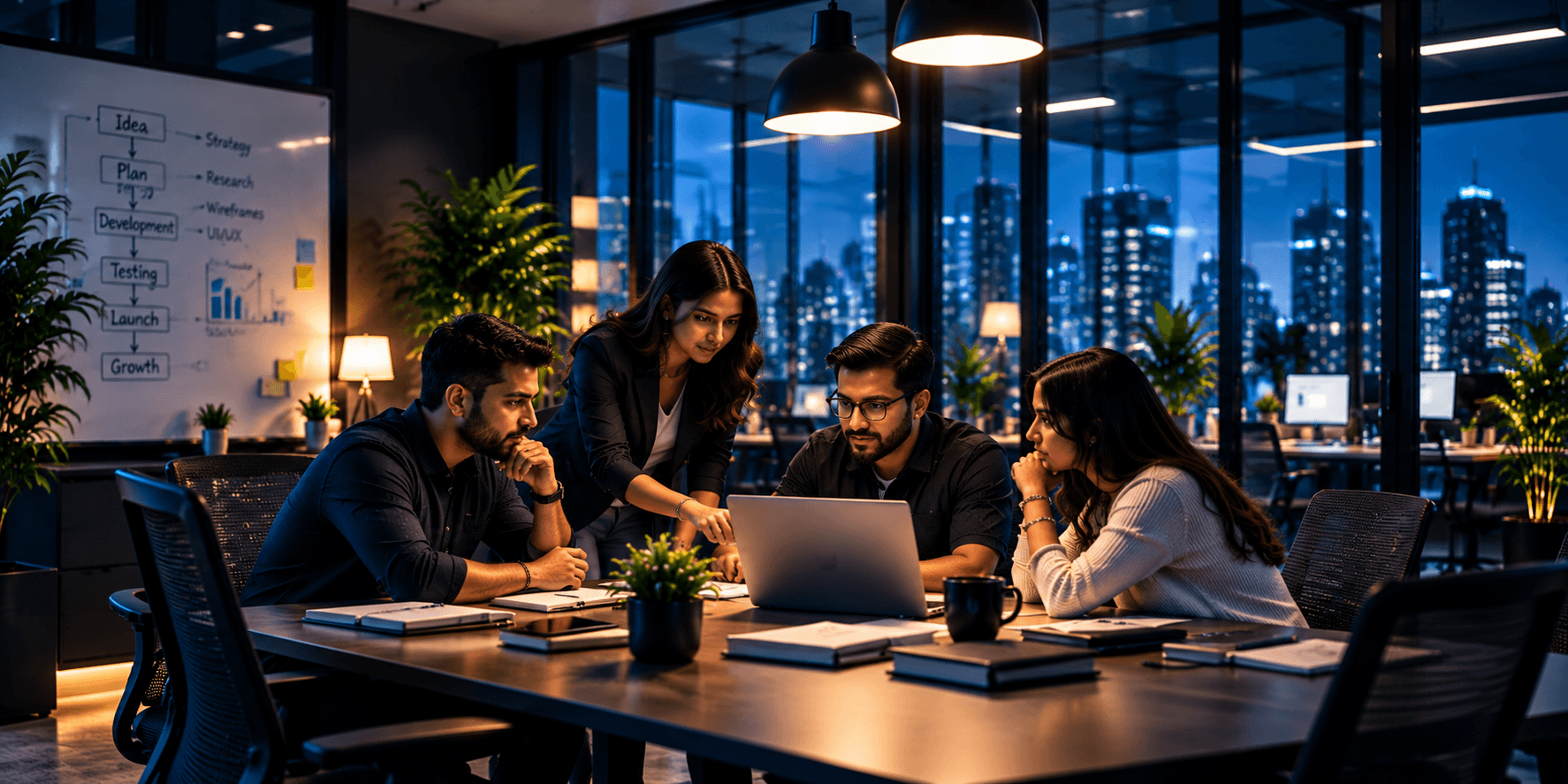 Contemporary technology workspace designed for focused work and collaboration